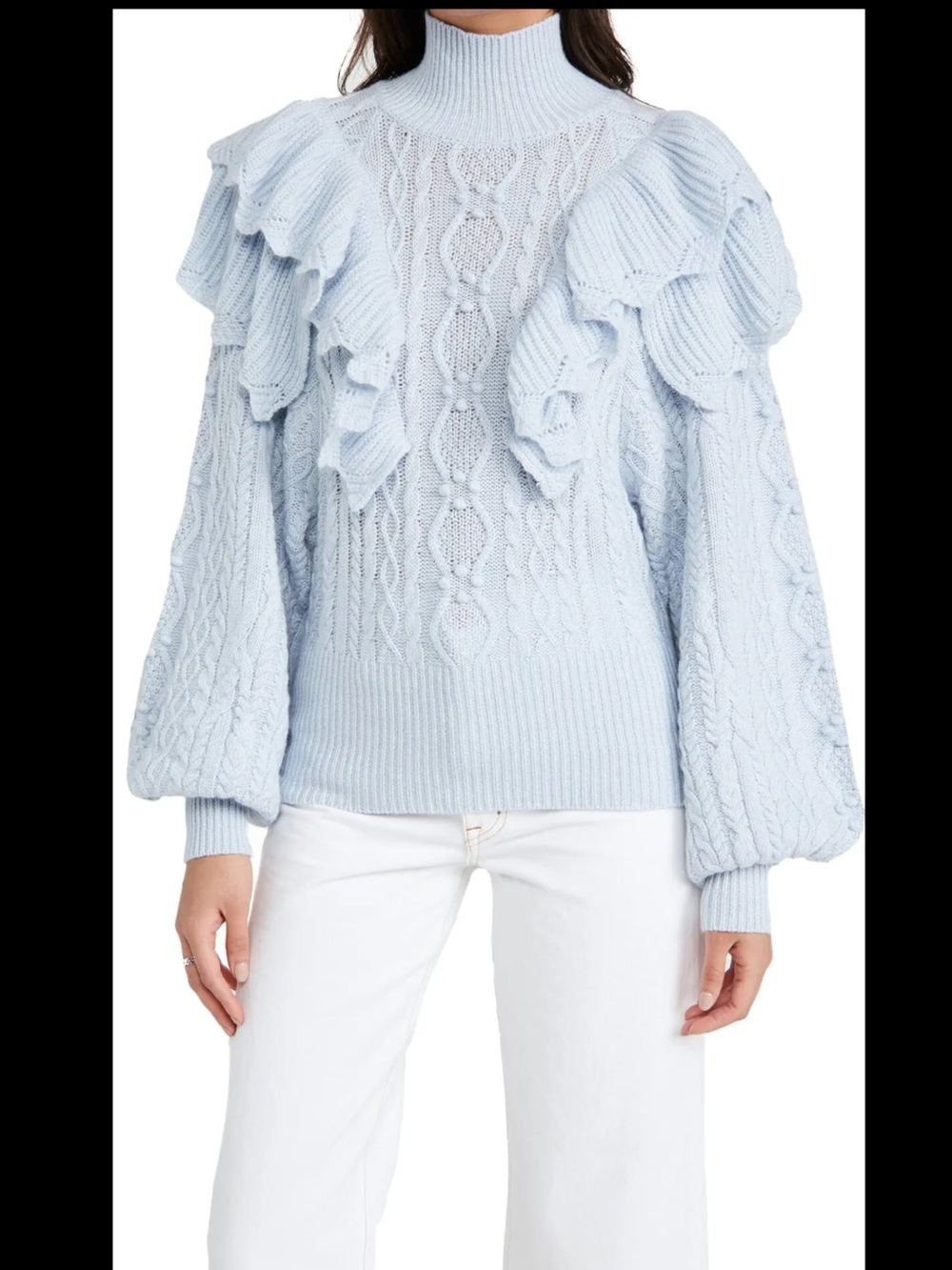 Autumn Cashmere double fisherman ruffle mock sweater